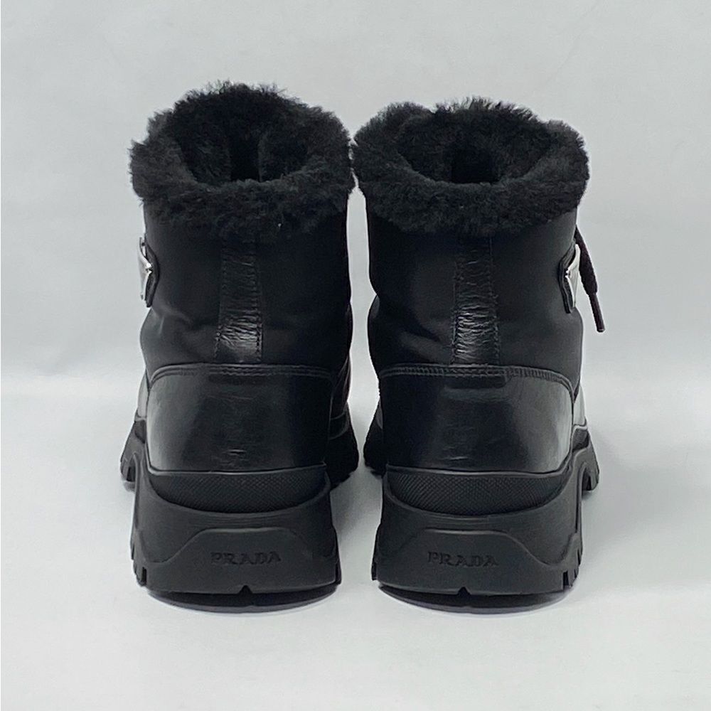 Prada Brixxen 38 Shearling-Lined Leather & Nylon Hiking Boots size 37.5 - Picture 6 of 13